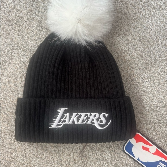 NBA Accessories - NBA Lakers Black Beanie with White Pom-Pom